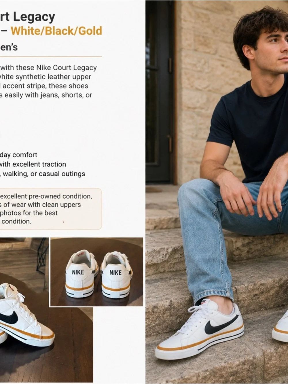 Nike Court Legacy Men's Sneakers White/Black/Gold